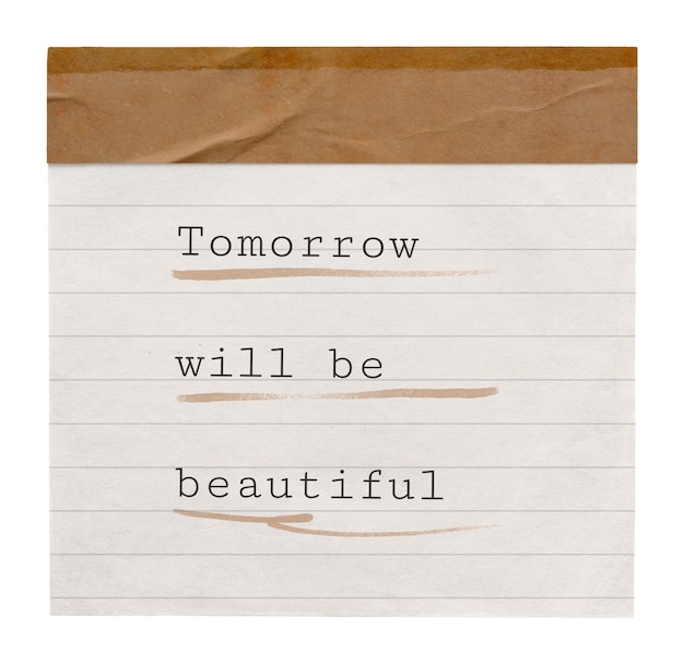 Motivación positiva png cita papel nota clipart mañana será hermoso fondo transparente