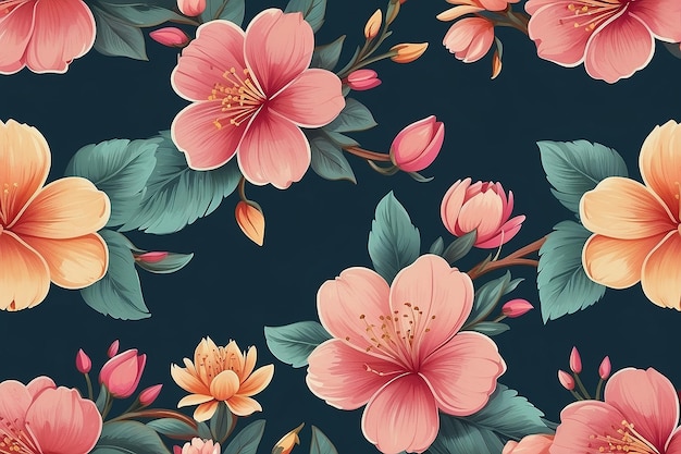 Motivo de diseño de flores sin costura en el borde de la camisa digital