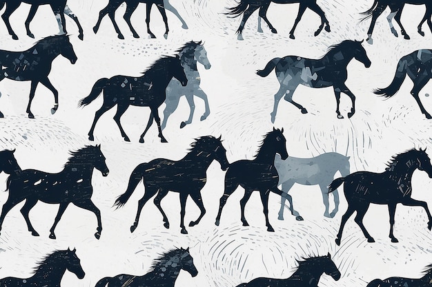 Motivo equino sereno patrón de caminata de caballo minimalista IA generativa