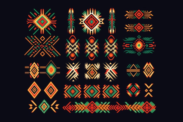 Foto motivo étnico azteca patrón geométrico nativo americano pintura digital creativa