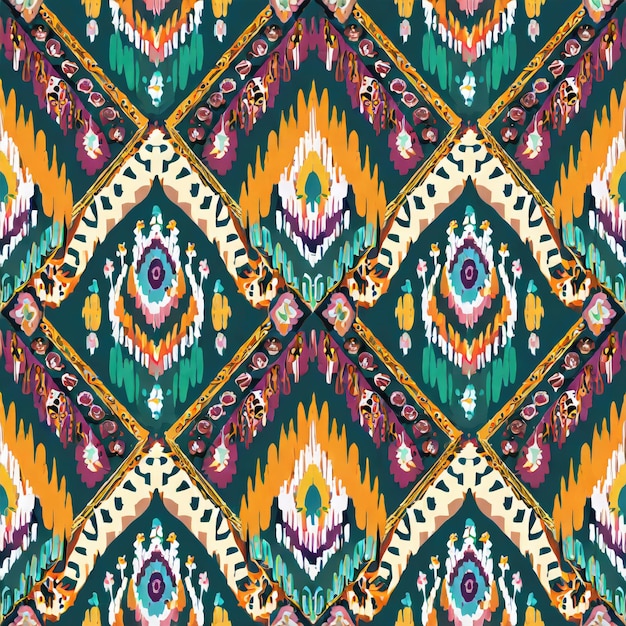 Motivo étnico hecho a mano hermoso arte Ikat arte étnico abstracto floral rosa fondo arte bordado popular