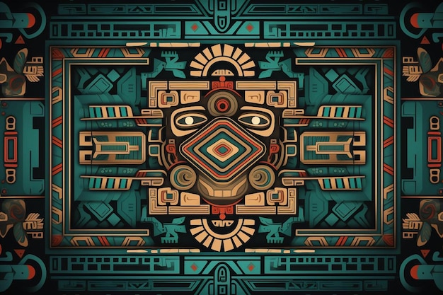 Motivos tribais inspirados nos incas com cores frias
