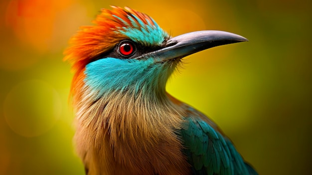 Motmot de sobrancelha turquesa em cores vibrantes