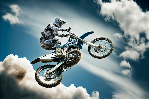 Foto moto de acrobacias de motocross generative ai