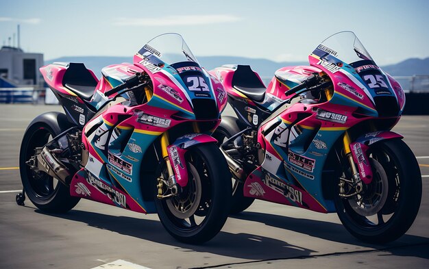 Moto de corrida rápida dirigindo fundo de pista de corrida com espaço de cópia