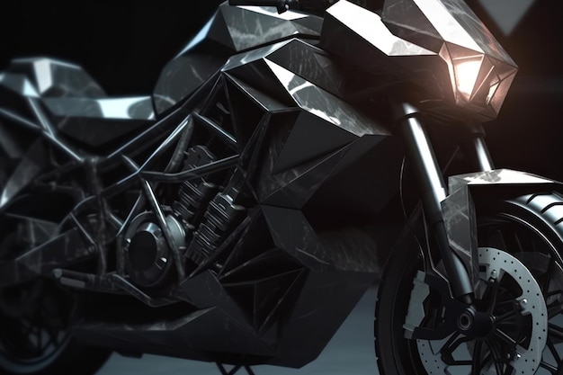 Moto deportiva negra prototipo de moto moderna ai generativo
