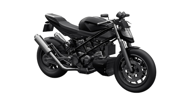 Moto esporte super preto sobre fundo branco. ilustração 3d.