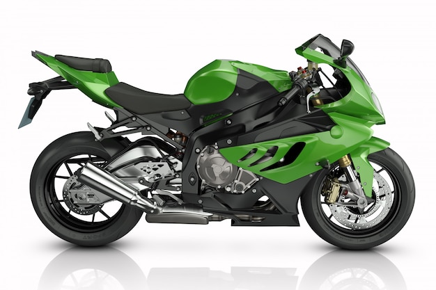 Moto esporte verde.