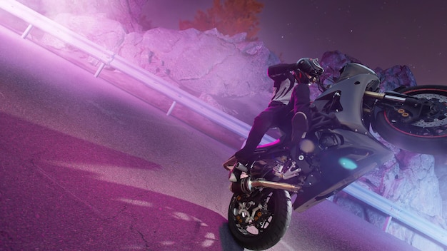 Moto-Fahrer macht einen Stunt auf seinem Motorrad Motorrad-Stunt fahren