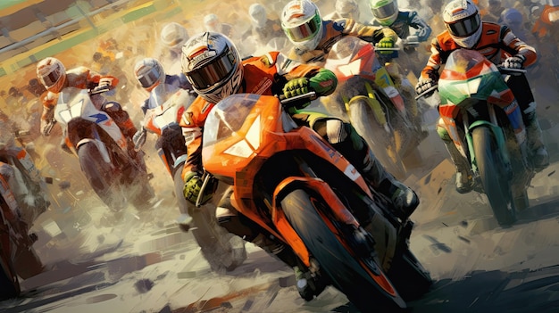Foto moto-gp-illustration, motorradrennen, ki-generiertes bild