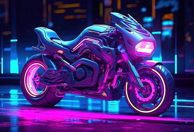 moto neon no estilo violeta e rosa