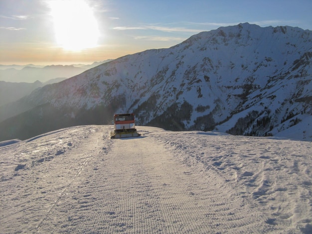 Moto de nieve en acción