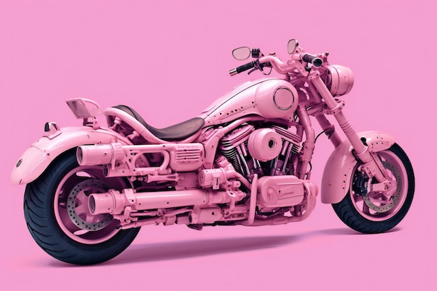 Moto retrô rosa em um fundo rosa