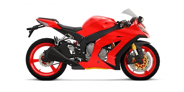 Moto superdeportiva roja 3d