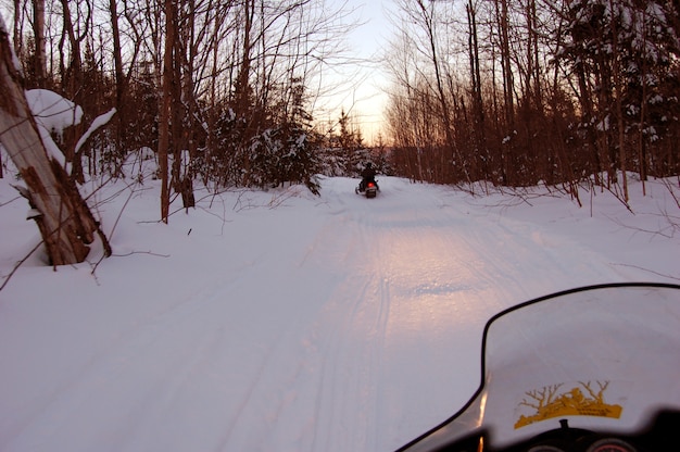 moto de trineo en la nieve