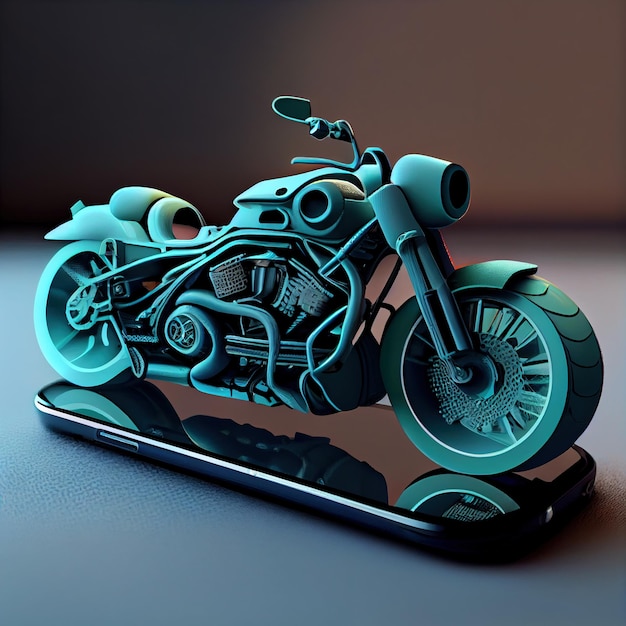 Motocicleta 3d en el smartphone Generativo Ai