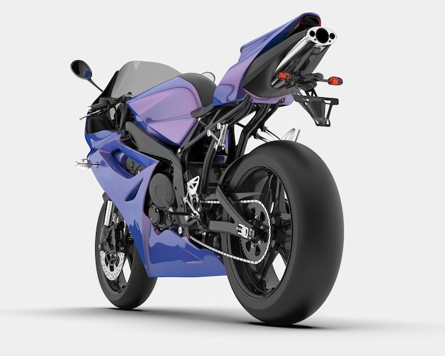 Motocicleta aislada en la ilustración de renderizado 3d de fondo