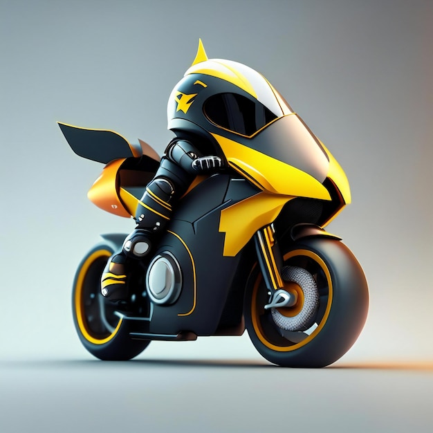 una motocicleta amarilla con un casco amarillo