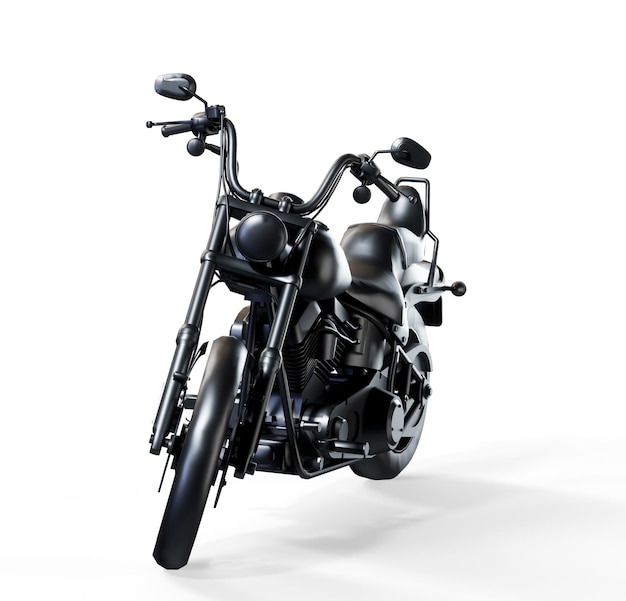 Motocicleta biplaza deportiva urbana negra sobre fondo blanco. ilustración 3d