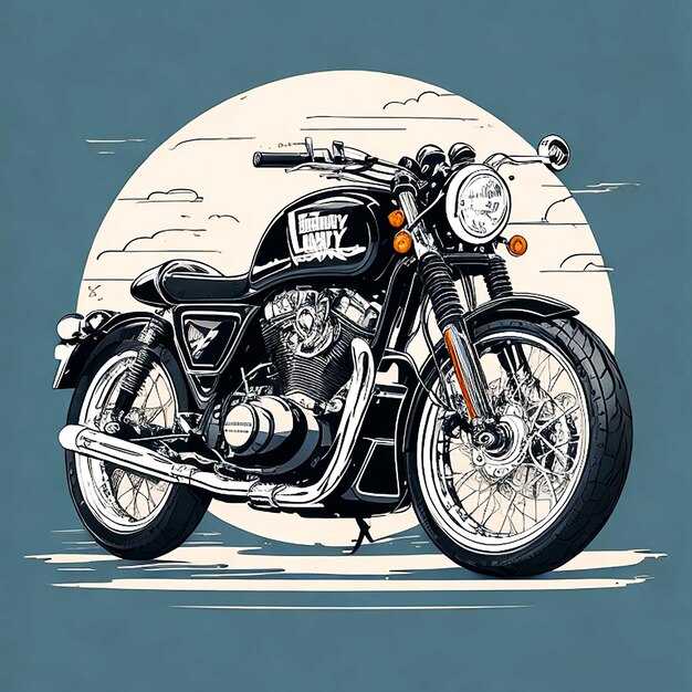 Una motocicleta clásica de estilo vintage con ilustraciones vectoriales