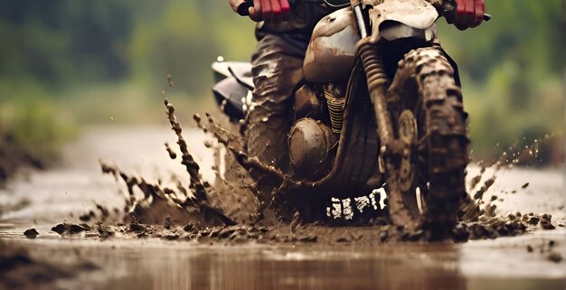 Foto la motocicleta conduce en el barro.