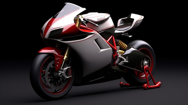 Una motocicleta con un cuerpo rojo y el cuerpo rojo.