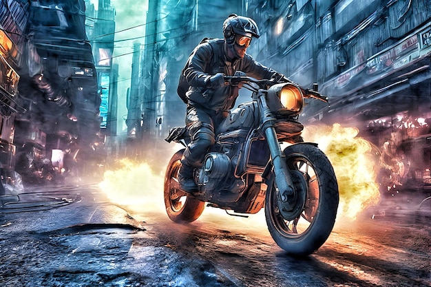 Foto la motocicleta cyberpunk