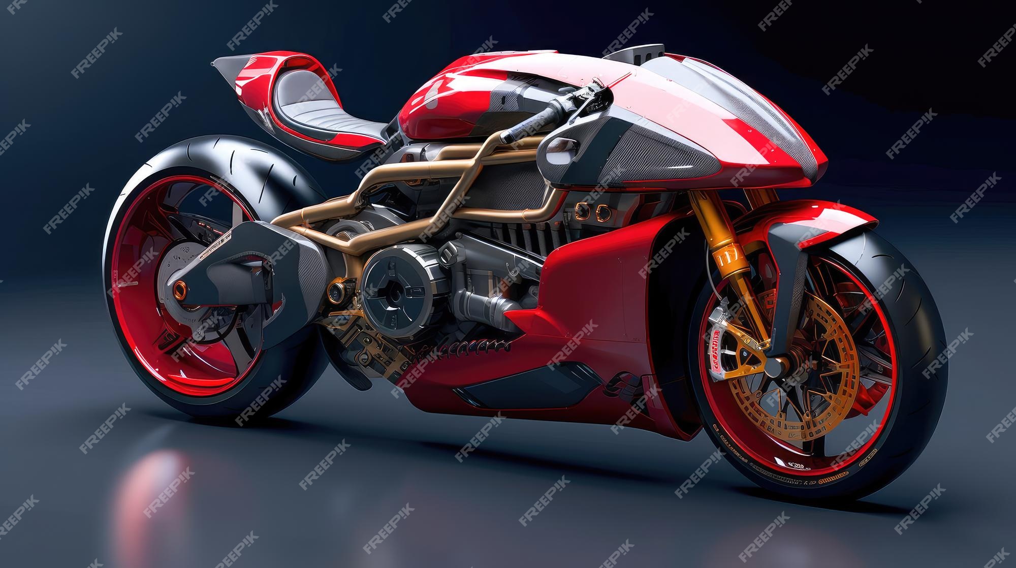 Motocicleta de corrida futurista baseada na ducati 916 sps