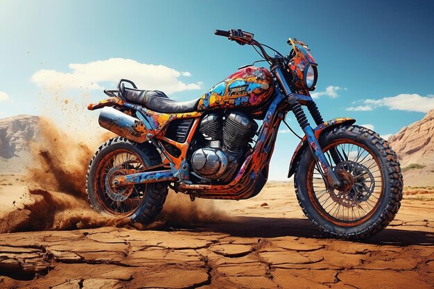 Foto motocicleta deportiva en el desierto