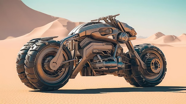 Una motocicleta en el desierto con la palabra motocicleta