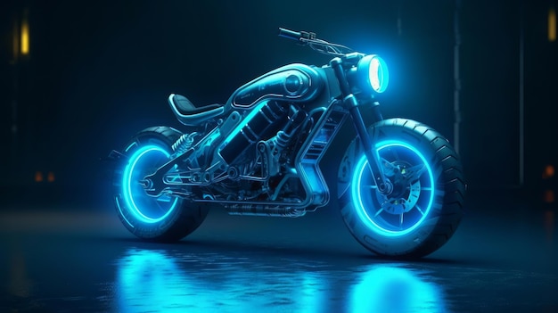 Motocicleta em tons de azul Generative ai