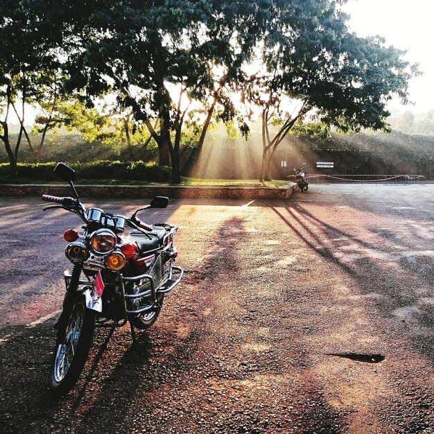 Foto motocicleta estacionada en la carretera