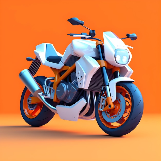 Una motocicleta con fondo naranja.