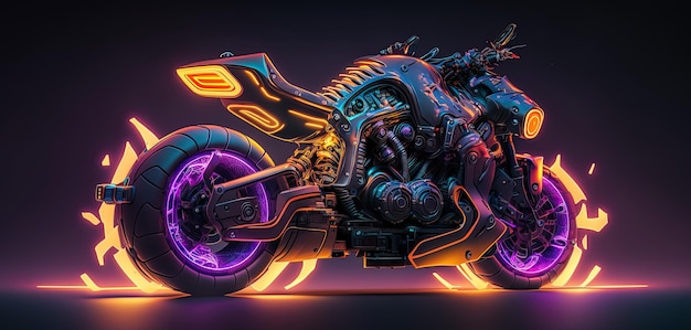 Motocicleta futurista inspirada en el cyberpunk como un objeto brillante de poder infinito AIGenerated
