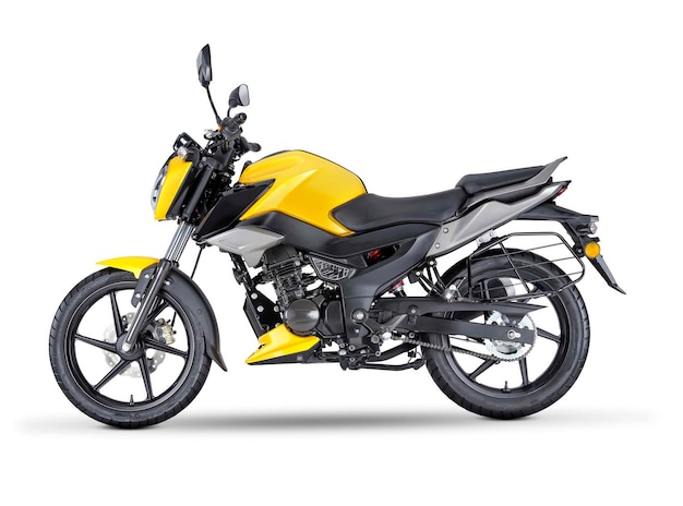 Una motocicleta india amarilla y negra