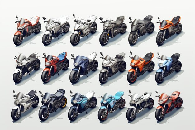 Foto motocicleta isométrica juego de ilustración realista activo