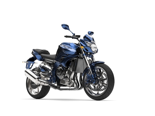 Una motocicleta moderna de color azul oscuro metálico impresionante