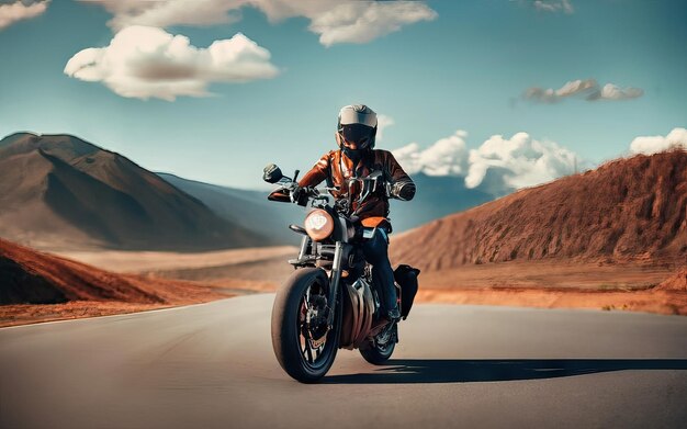 Motocicleta moderna em uma bela paisagem