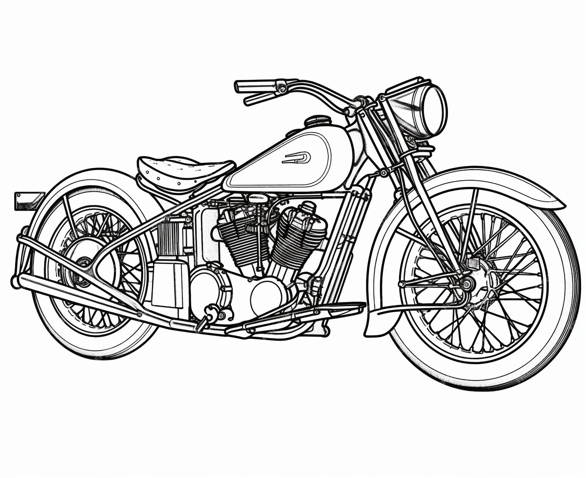 Desenhos para colorir de desenho de um motoqueiro com sua harley davidson  para colorir online 