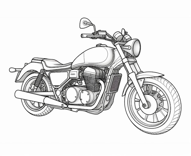 Página Clássica Colorir Ilustração Vetorial Motocicleta Para