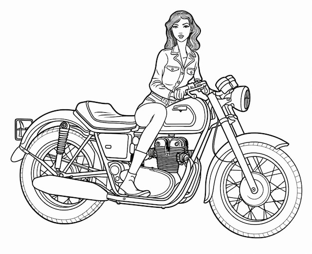 Desenhos para colorir de desenho de um motoqueiro com sua harley davidson  para colorir online 