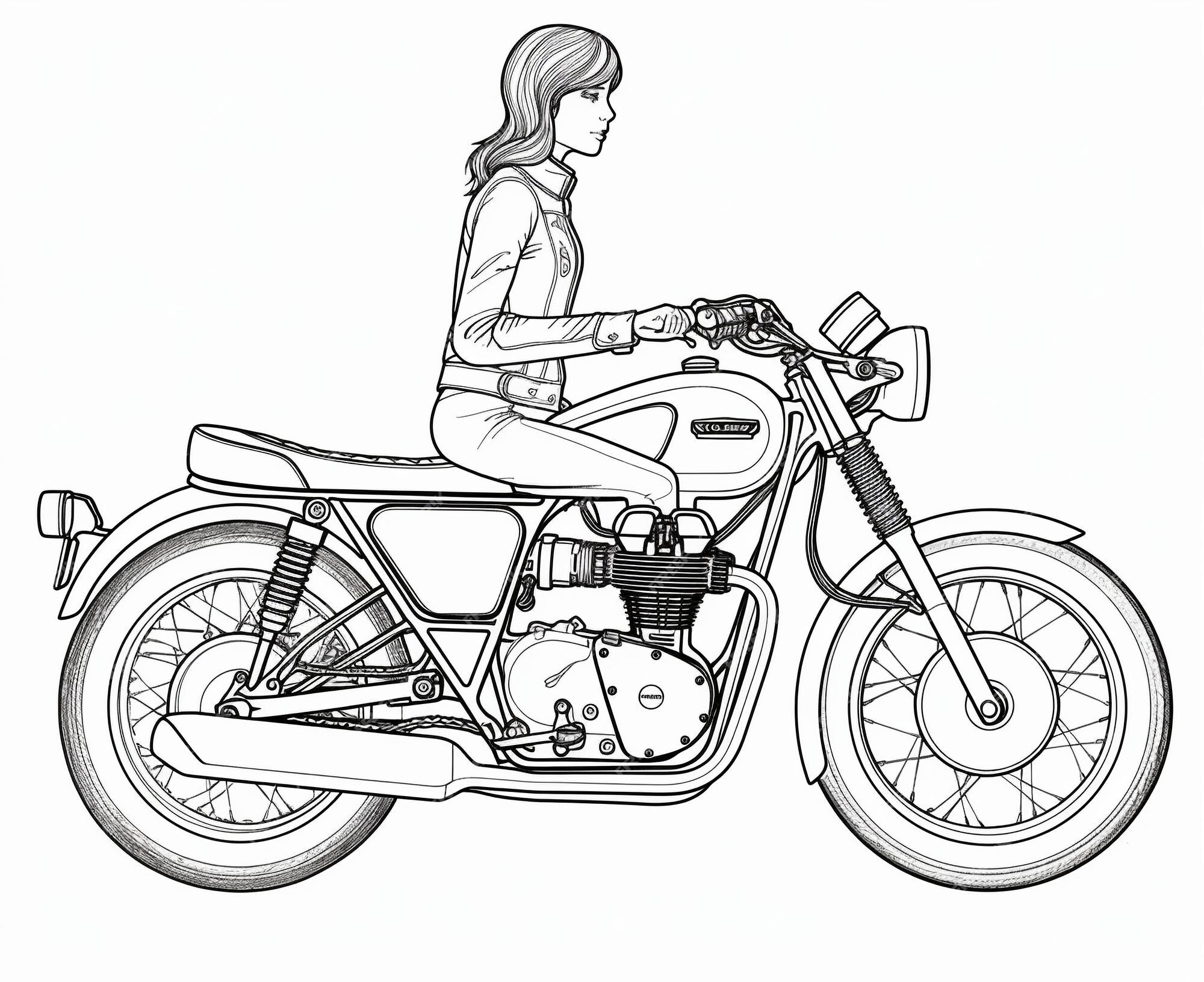 Esboço de desenho de moto de turismo