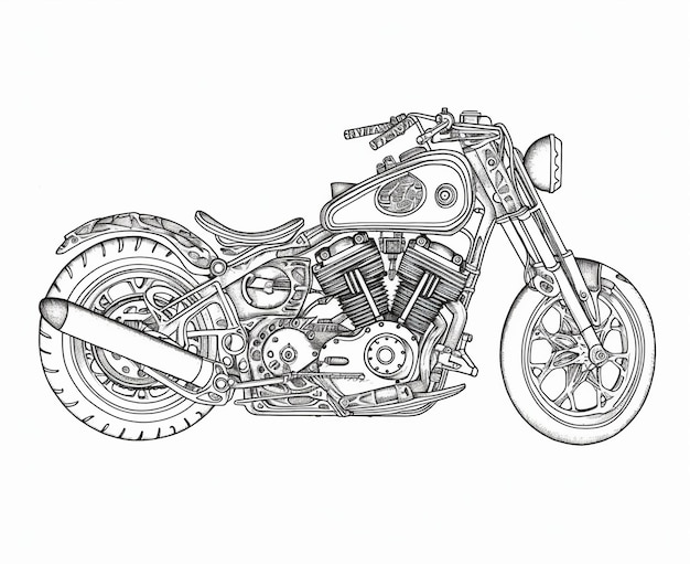 Desenho de Motocicleta harley para Colorir - Colorir.com