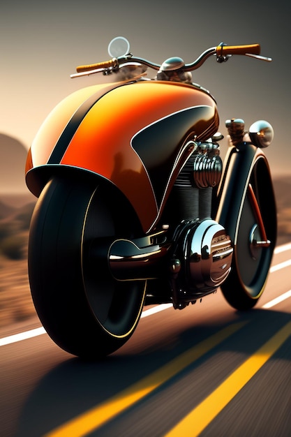 Una motocicleta que está pintada en naranja y negro.