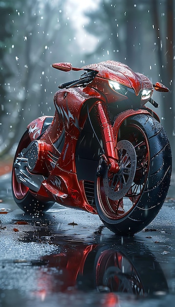 Foto una motocicleta roja con las palabras motocicleta en la parte de atrás