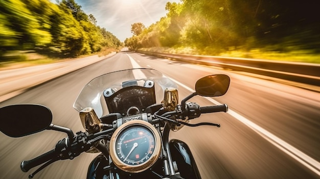 Una motocicleta con un velocímetro en la parte delantera