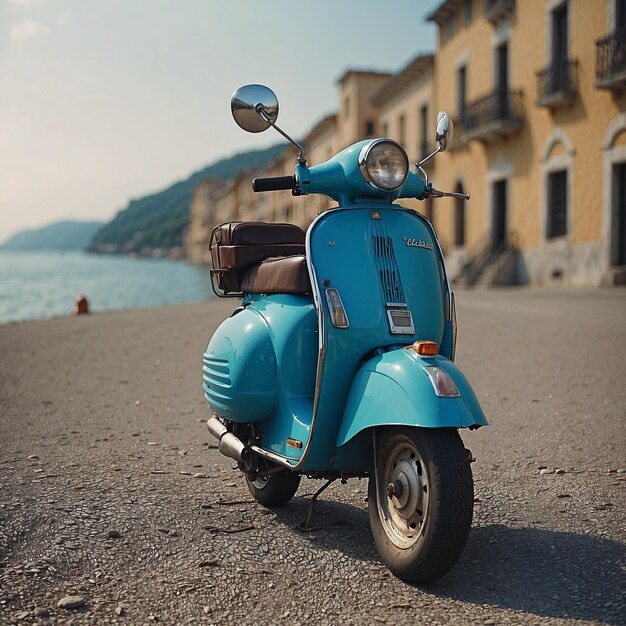 Foto motocicleta vespa azul