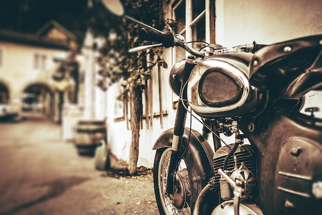 Foto motocicleta vintage em close-up