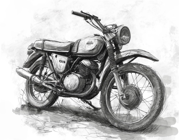 Motocicleta vintage Ilustração de motocicleta desenhada à mão
