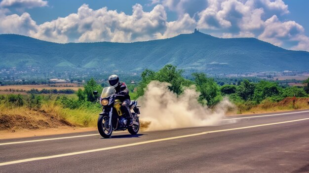 Foto motociclista al aire libre